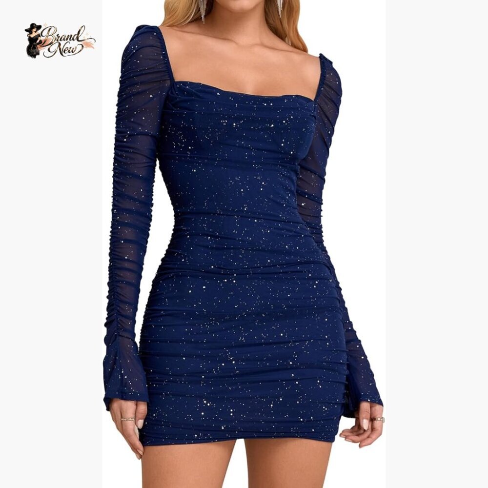 Sequin Long Sleeve Bodycon Mini Dress Formal Party Night Out